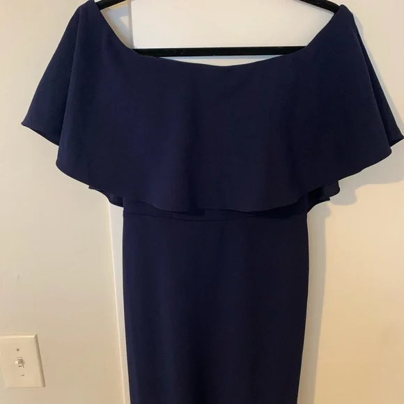 Anthropologie BHLDN Navy Blue Dara Off the Shoulder Maxi Dress - Picture 4 of 9